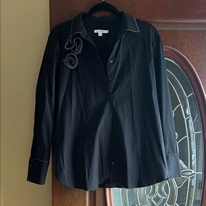 Chico's Black Shirt with White Piping